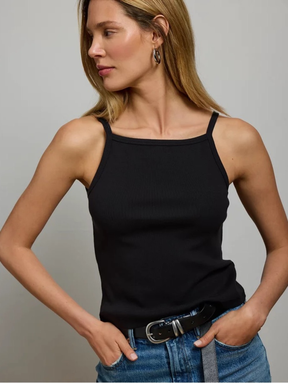 Abercrombie & Fitch Black Square High Neck Ribbed Tank